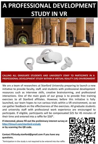 Professional Development Study in VR: $25 for 45 minutes! 1