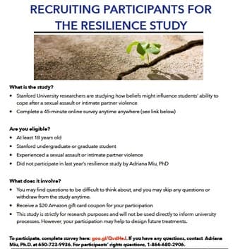 Resilience Study: Online survey for $20 Amazon gift card 1