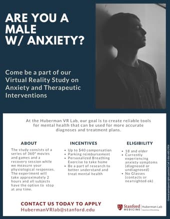 Come be a part of our Virtual Reality Study on Anxiety and Therapeutic 1