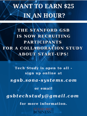Participate in a $25 paid study at the GSB! 1