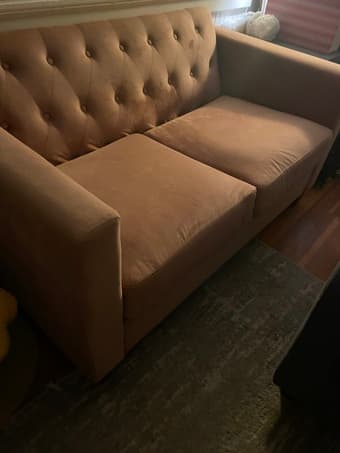 Rose pink loveseat 1