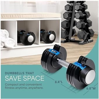 Adjustable Dumbbells (5–25 lb) + Foldable Bench — 50% Off (New) 1