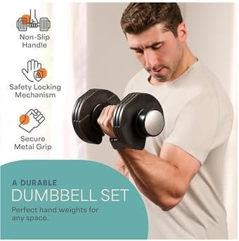 Adjustable Dumbbells (5–25 lb) + Foldable Bench — 50% Off (New) 2