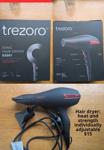 Hair dryer, two nozzles, temperature and power individually adjustable 1