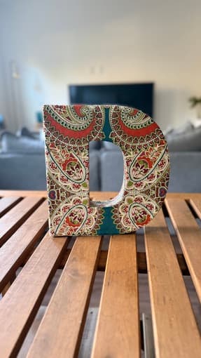 Fabric letter "D" décor 1