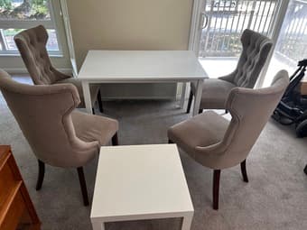dinning table with 4 chairs, coffee table 1
