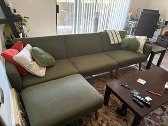 green couch and ottoman! 1