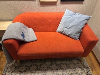 Orange mid-century modern sofa 1