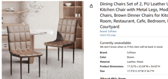 Dining Chairs Set of 2, PU Leather 1