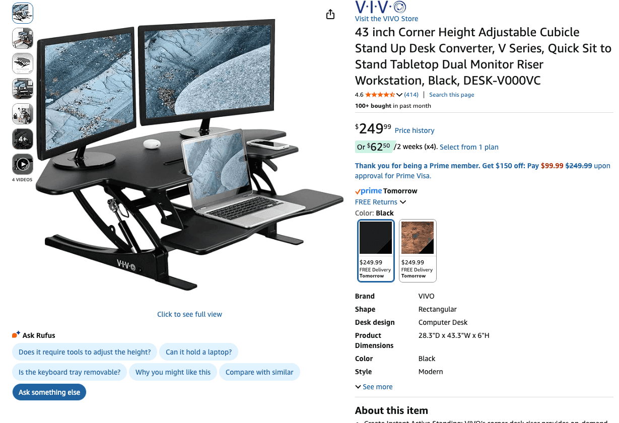 Corner Height Adjustable Cubicle Stand Up Desk Converter 1