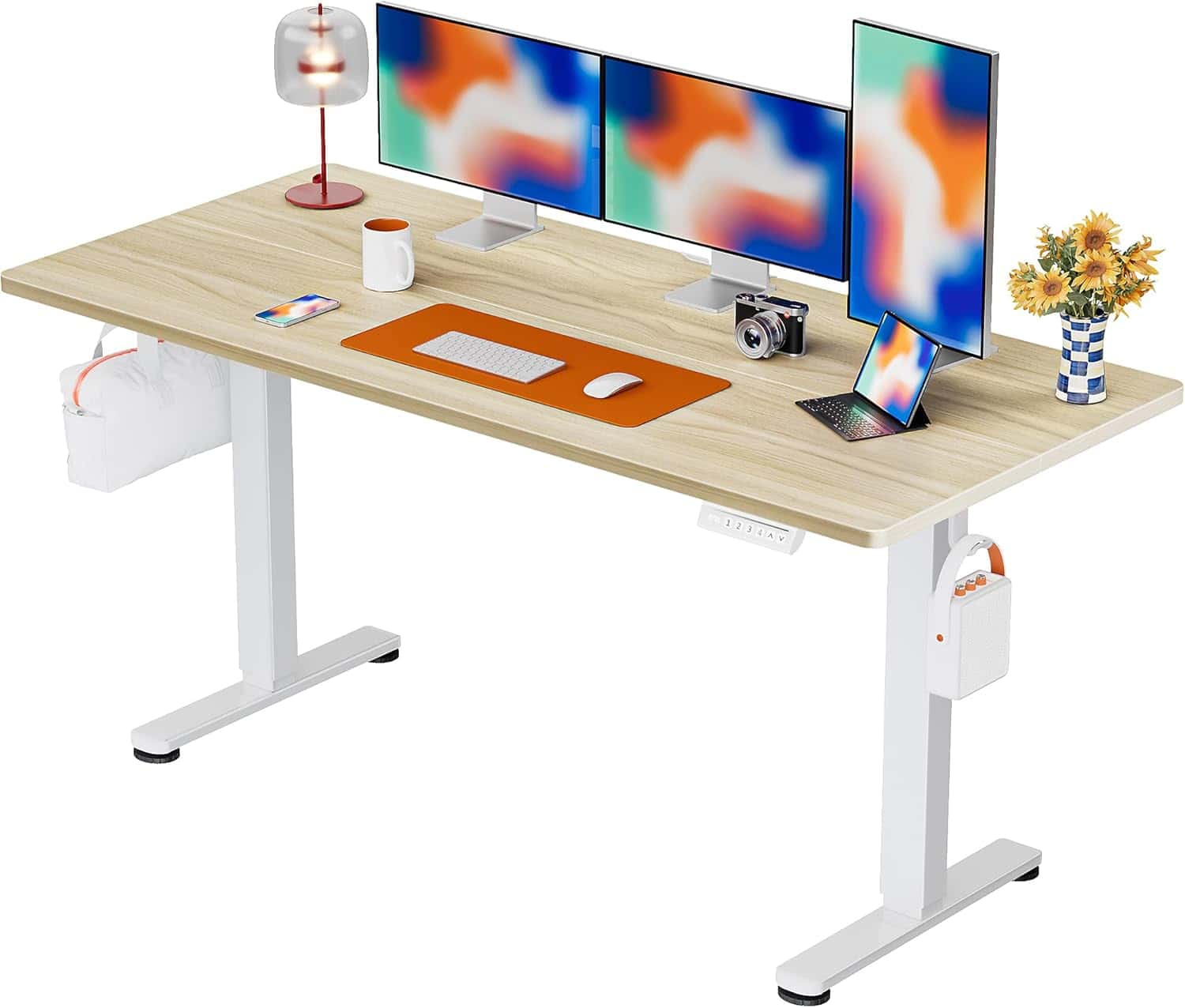 Height-adjustable electric standing desk, 55 x 28 inches 1