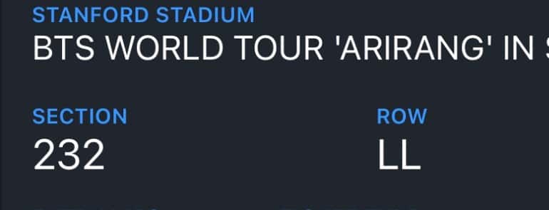 BTS TICKET FOR MAY 15th 1