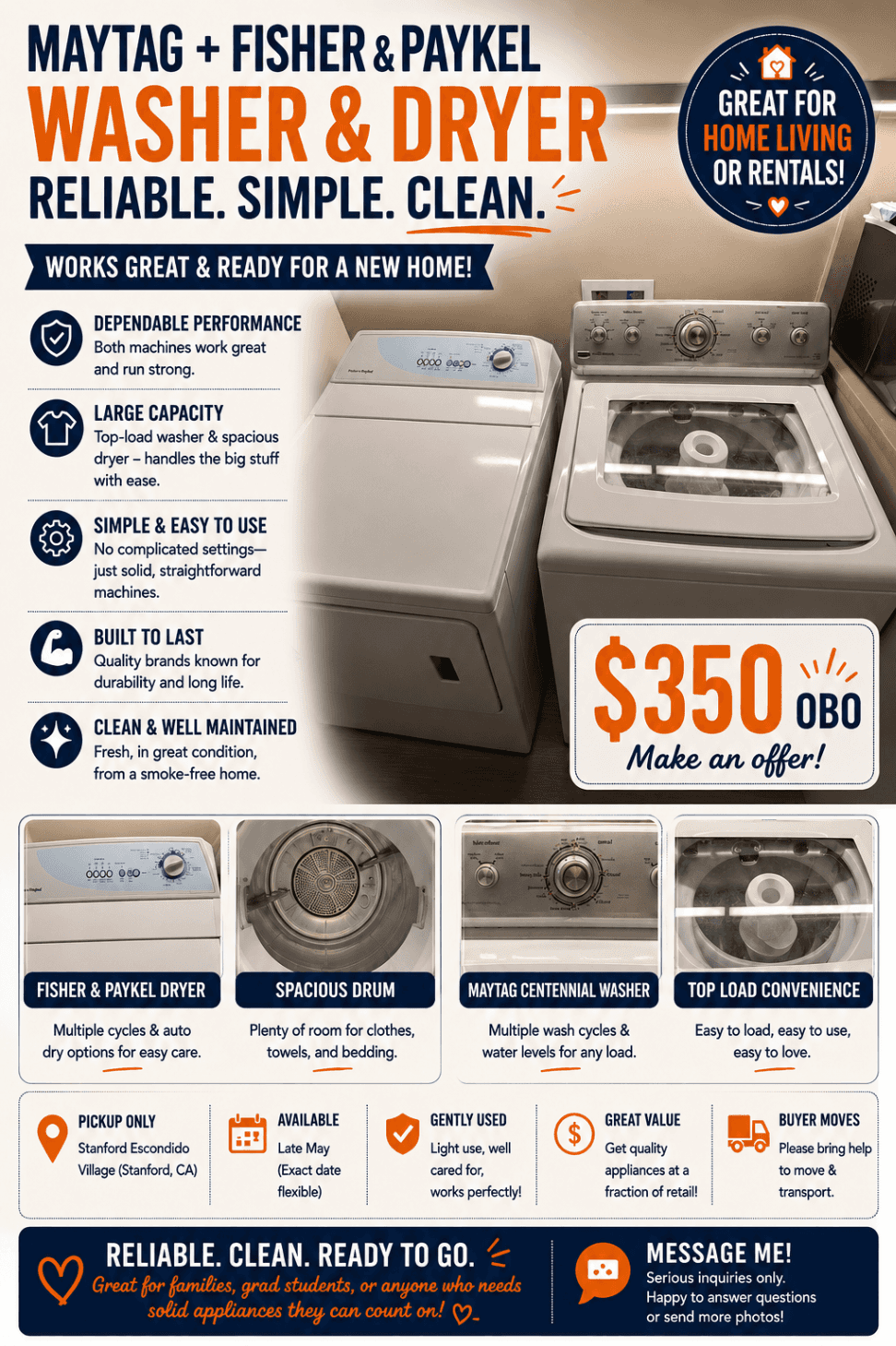🫧🧼Reliable Maytag Centennial washer + Fisher & Paykel dryer 1