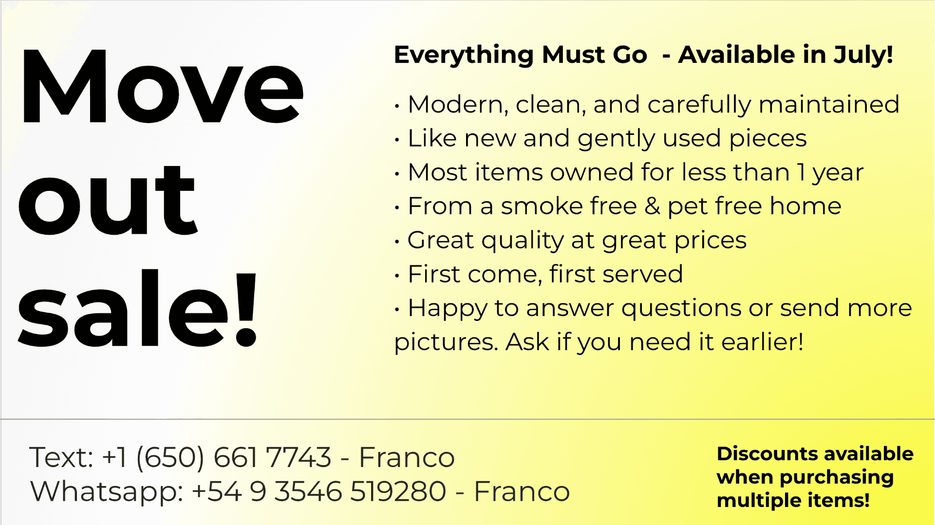 Move out Sale - Great Opportunity! 1
